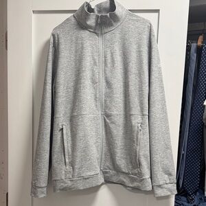 ALO Men's Gray Full-Zip Sweater